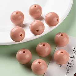 Dark Salmon Opaque Acrylic Beads, Round, Dark Salmon, 20x19mm, Hole: 3mm, about 111pcs/500g