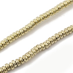 Настоящее золото 14K Гальванические нити из синтетических немагнитных гематитовых бусин, диск, Heishi бусы, реальный 14 k позолоченный, 2.2x1 мм, отверстие : 0.6 мм, около 402 шт / нитка, 15.83'' (40.2 см)