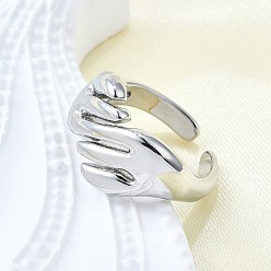 Платина Латунные кольца-манжеты для женщин, без кадмия и без свинца, рука, платина, 11.5 мм, внутренний диаметр: регулируемый