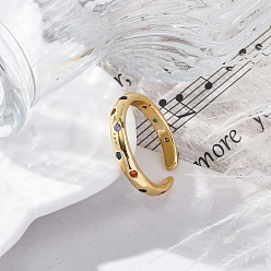 Настоящее золото 18K Кольца-манжеты из латуни с микропаве из кубического циркония для женщин, долговечный, стойки покрытие, без свинца и без кадмия, реальный 18 k позолоченный, регулируемый, 3 мм