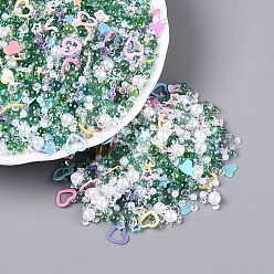 Морско-зеленый Пластик, смола и стекло, блестящий нейл-арт с глиттером, маникюрные блестки, diy sparkly paillette советы ногтей, разнообразные, цвета морской волны, 2~6x2~7x0.3~1.5 мм, около 28125 шт / упаковка