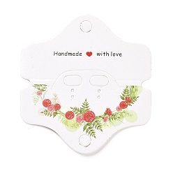 Цветок Бумажные ювелирные украшения серьги дисплей карты, карты держателя серьги ожерелья, шестиугольник, цветочный узор, 5x7.95x0.4 см, отверстия: 7 mm и 11x6 mm и 1 mm