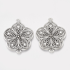 Antique Silver Tibetan Style Alloy Links connectors, Flower, Lead Free & Cadmium Free, Antique Silver, 37x31x3mm, Hole: 2mm, about 145pcs/500g