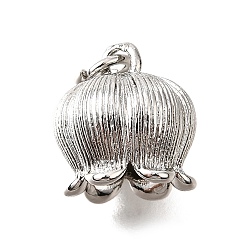 Платина Латунные подвески, с целью перехода в кольце, без кадмия, без никеля и без свинца, ландыш, платина, 12.5x10.5x9.5 мм, отверстие : 3.5 мм