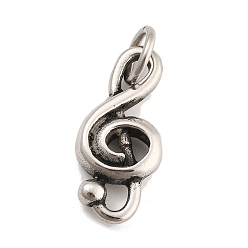 Античное Серебро 304 подвески из нержавеющей стали, с целью перехода в кольце, прелести музыкальных нот, античное серебро, 23.5x11x4 мм, отверстие : 5.5 мм