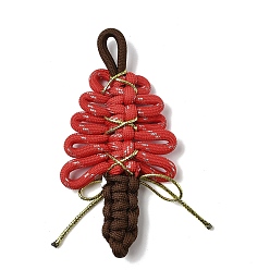 Коричневый Большие подвески из нейлонового и пластикового шнура, елка с бантом, коричневые, 115~135x60~74x10~12 мм, отверстие : 19x7 мм