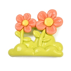 Зеленый лайм Непрозрачные кабошоны из смолы, цветок, зеленый лайм, 48.5x54.5x13.5 мм