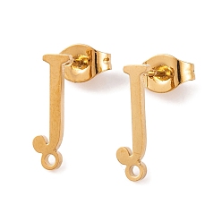 Letter J Ионное покрытие (ip) 304 серьги-гвоздики из нержавеющей стали, для женщин, буква J, 13.5x5 мм, отверстие : 1 мм, штифты : 0.7 мм