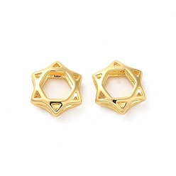Настоящее золото 18K Латунные бусины, без кадмия, без никеля и без свинца, гексаграмма, реальный 18 k позолоченный, 9.5x11x3 мм