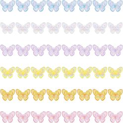 (52) Непрозрачная лаванда 48шт 6 цвета гальванизированные акриловые подвески, с покрытием AB цвета, бабочка, разноцветные, 31x41x4 мм, отверстие : 1.2 мм, 8 шт / цвет