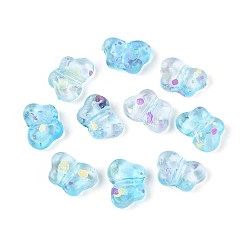Небесно-голубой Прозрачные акриловые бусины, окрашенные спреем, бабочка, голубой, 7x10x3 мм, отверстие : 1.5 мм, Около 3570 шт / 500 г