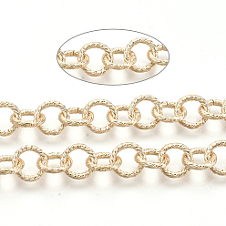 Light Gold Роло железа цепи, несварные, с катушкой, , золотой свет, ссылка: 8x1.5 mm, около 39.37 футов (12 м) / рулон