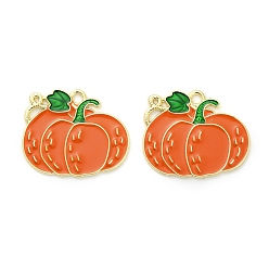 Тыква Подвески из эмали и сплава, золотые, тыква, 23.5x28.5x1.5 мм, отверстие : 2.5 мм