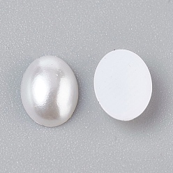 White ABS Plastic Imitation Pearl Cabochons, Oval, White, 8x6x2mm, about 5000pcs/bag