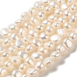 PapayaWhip Natural Cultured Freshwater Pearl Beads Strands, Two Sides Polished, Grade 5A, PapayaWhip, 5x5~6x3.5~4mm, Hole: 0.6mm, about 69~70pcs/strand, 13.58 inch(34.5cm)