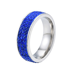 Saphir Voller Strass-Fingerring, Edelstahl Farbton 201 Edelstahlschmuck für Damen, Saphir, Innendurchmesser: 17 mm