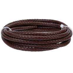 Седло Коричневый Плетеный кожаный шнур с сердечником, кожаный шнур ювелирных изделий, ювелирные изделия DIY делает материал, окрашенные, круглые, в комплекте 1 белых подарочных мешочков из органзы с завязками, седло коричневый, 6 мм, около 2.19 ярдов (2 м)