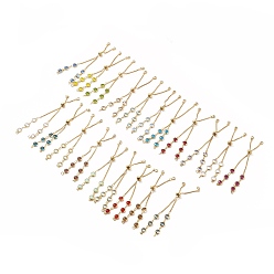 (52) Непрозрачная лаванда Настоящий позолоченный браслет из латуни со стразами и полуфабрикатами, без кадмия, без никеля и без свинца, с кубическим цирконием и прыгающими кольцами, для изготовления браслета с ползунковым коннектором, разноцветные, 18 дюйм (7-3/4 см), 19.6 мм, отверстие : 1 мм, длина одной цепи: около 2 мм