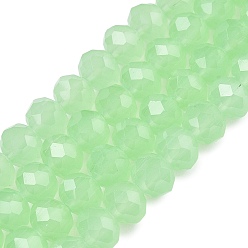 Бледно-Зеленый Стеклянные бусины, имитация нефрита, граненые, рондель, бледно-зеленый, 6x5 мм, отверстие : 1 мм, около 80~85 шт / нитка, 38~40 см