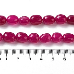 Medium Violet Red Natural Jade Beads Strands, Dyed, Nuggets, Tumbled Stone, Medium Violet Red, 9.5~11.5x8~8.5x7~8mm, Hole: 1mm, about 34~38pcs/strand, 14.76~15.16''(37.5~38.5cm)