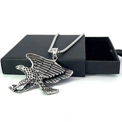 Нержавеющая Сталь Цвет Винтажный панк-кулон в виде орла из нержавеющей стали для мужчин.