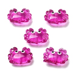 Средний Фиолетово-красный Прозрачные стеклянные эмалевые бусины, краб, средне фиолетовый красный, 15x21x8 мм, отверстие : 1.4 мм