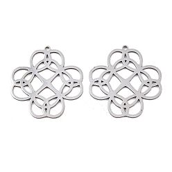Нержавеющая Сталь Цвет Полые 201 из нержавеющей стали кулоны, клевер очарование, цвет нержавеющей стали, 27.5x26.5x1 мм, отверстие : 1.4 мм