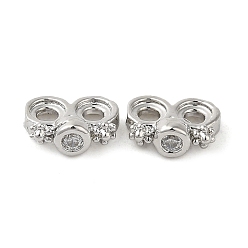 Платина Покрытие стойки латунь прокладывает прозрачные проставки из кубического циркония, цветок ссылки, долговечный, без свинца и без кадмия, платина, 4.5x6.5x2.5 мм, отверстие : 1.5 мм