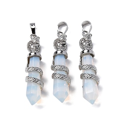 Опал Opalite подвески, латунь прелести, без свинца и без кадмия, 46~47x11~12x11 мм, отверстие : 8x5 мм