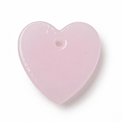 Pearl Pink Handmade Evil Eye Lampwork Pendants, Heart Charms, Pearl Pink, 35x35x8.5mm, Hole: 3mm