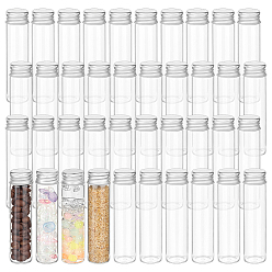 Прозрачный Стеклянная бусина контейнеры, колонка, с платиновой алюминиевой крышкой, прозрачные, 2.2x9 см, емкость: 23 мл (0.78 жидких унций)