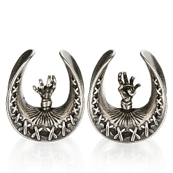 Palm U-образные ушные туннели из латуни и сплава, античное серебро, рука, 8 мм