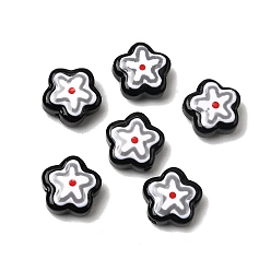 Черный Стеклянные эмалевые бусины ручной работы, бусины ручной работы, цветок, чёрные, 11.5x12~12.5x6.5 мм, отверстие : 1.2 мм