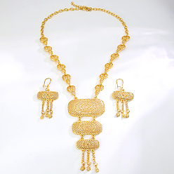 Настоящее золото 18K Элегантные модные прямоугольные латунные ожерелья и серьги для женщин, реальный 18 k позолоченный