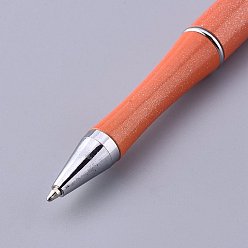Dark Orange Plastic Beadable Pens, Shaft Black Ink Ballpoint Pen, for DIY Pen Decoration, Dark Orange, 144x12mm, The Middle Pole: 2mm