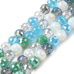 Темно-Голубой Стеклянные бусины с гальваническим покрытием , граненые, круглые, глубокое синее небо, 6 мм, отверстие : 1 мм, около 100 шт / нитка, 21.46 дюйм (54.5 см)