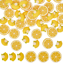 Желтый 50 шт 2 стили кабошоны из смолы, имитация еды, лимон, желтые, 15~25.5x20~25.5x6~6.5 мм, 25 шт / стиль