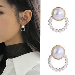 Ring Женские серьги с искусственным жемчугом, с 925 стерлинговым серебром, кольцо, 24x10 мм