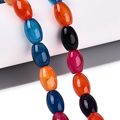 Mixed Color Natural Agate Beads Strands, Dyed, Rice, Mixed Color, 11.5~12.5x7.5~8.5mm, Hole: 1~1.2mm, about 31~33pcs/strand, 14.57~15.35 inch(37~39cm)