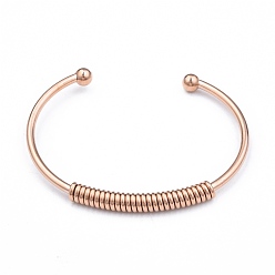 Розовое Золото 304 браслет из нержавеющей стали с открытой манжетой для девушек, розовое золото , внутренний диаметр: 2-1/2 дюйм (6.2 см)