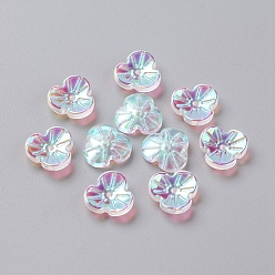 Klar ab Galvanisierte Glasperlen, Blume, klar ab, 12x3.60 mm, Bohrung: 1 mm