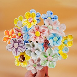 Mixed Color Ceramic Flower Stems with Iron Stem, Decorative Artificial Floral Picks for Vases & Home Decor, Mixed Color, 265~280mm