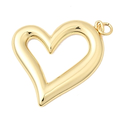 Настоящее золото 18K Латунные подвески, сердце прелести, долговечный, стойки покрытие, без свинца и без кадмия, реальный 18 k позолоченный, 28x30x2.5 мм, Перейти кольцо: 5x0.8 мм, 3.4 мм внутренним диаметром