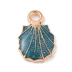 чирок Подвески из эмали и сплава, золотой свет, шарм в форме ракушки, зелено-синие, 18x12x3 мм, отверстие : 2.5 мм
