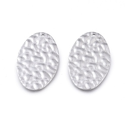 Нержавеющая Сталь Цвет Не тускнеющие 304 подвески из нержавеющей стали, лазерная резка, , овальные, цвет нержавеющей стали, 25.5x16.5x1 мм, отверстие : 1.2 мм