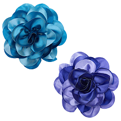 (52) Непрозрачная лаванда 2шт. 2 цвета полиэстер камелии броши, с булавками железа платиновый оттенок, разноцветные, 195~197 мм, 1 шт / цвет