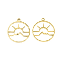 Настоящее золото 18K 5 шт. 201 подвески из нержавеющей стали, лазерная резка, плоский круглый с солнечным шармом, реальный 18 k позолоченный, 17x15x1 мм, отверстие : 1.2 мм