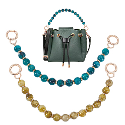 (52) Непрозрачная лаванда 2 шт. 2 цвета 14 мм круглые цепочки из искусственной смолы с бусинами из драгоценных камней, Сплав с застежками, золотой свет, разноцветные, 305 мм, 1 шт / цвет