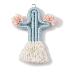 Светло-Синий Подвески из полипропилена, со сплавочной фурнитурой, кактус, голубой, 90~94x70~73x8.5 мм, отверстие : 5 мм