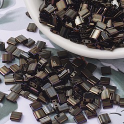 (TL458) Metallic Brown Iris MIYUKI TILA Beads, Japanese Seed Beads, 2-Hole, (TL458) Metallic Brown Iris, 5x5x1.9mm, Hole: 0.8mm, about 1180pcs/100g